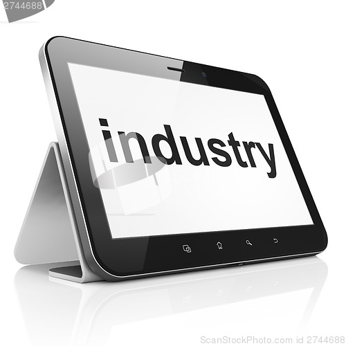 Image of Finance concept: Industry on tablet pc computer