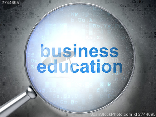 Image of Education concept: Business Education with optical glass