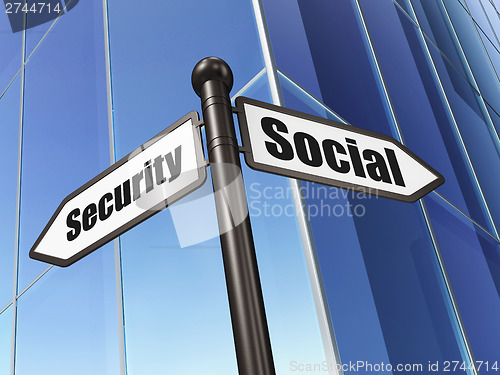 Image of Security concept: Social Security on Building background