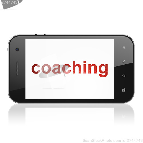 Image of Education concept: Coaching on smartphone