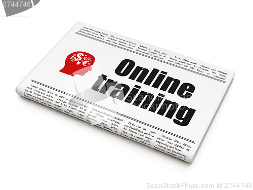 Image of Education news concept: newspaper with Online Training and Head