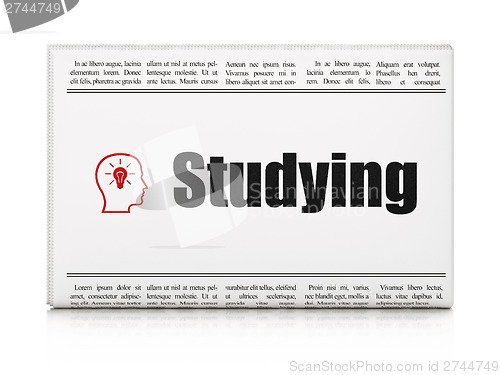 Image of Education news concept: newspaper with Studying and Head With Li