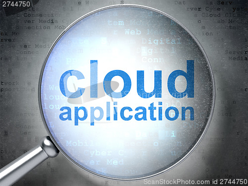 Image of Cloud networking concept: Cloud Application with optical glass