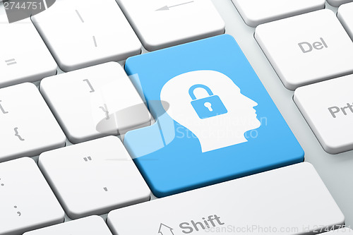 Image of Business concept: Head With Padlock on computer keyboard backgro