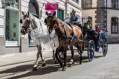 Image of Horse-drawn Carriage in Vienna at the famous Stephansdom Cathedr