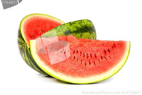 Image of Fresh, ripe, juicy watermelon. Shot on White