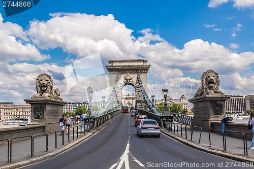 Image of The Szechenyi Chain Bridge is a beautiful, decorative suspension