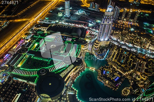 Image of Dubai downtown. East, United Arab Emirates architecture