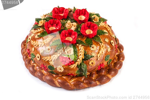 Image of Ukrainian festive bakery Holiday Bread on white