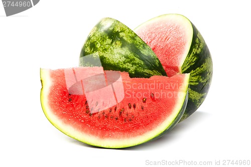 Image of Fresh, ripe, juicy watermelon. Shot on White