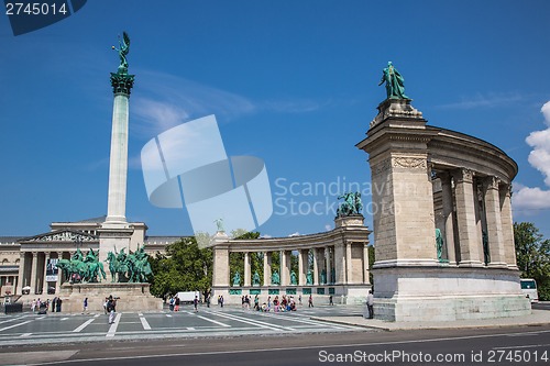 Image of Hungary, Budapest Heroes' Square in the summer on a sunny day