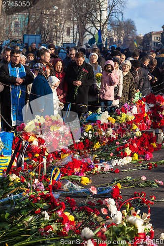 Image of Ukrainian revolution, Euromaidan after an attack by government f