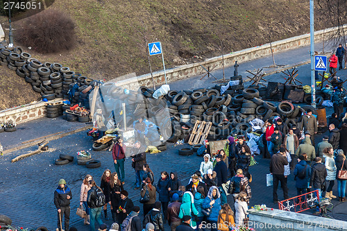 Image of Ukrainian revolution, Euromaidan after an attack by government f