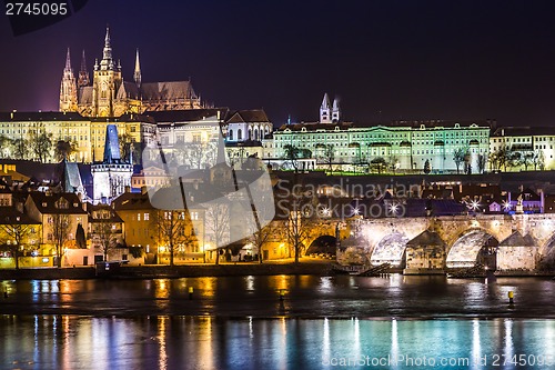 Image of The View on Prague gothic Castle with Charles Bridge