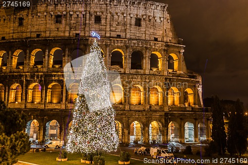 Image of Coliseum of Rome, Italy on christmas