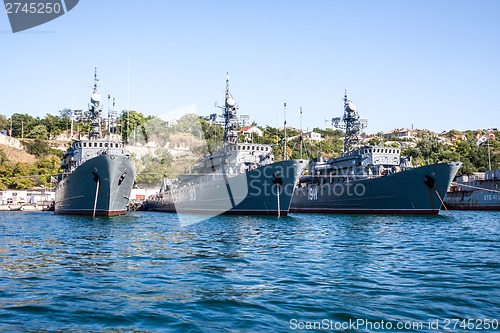 Image of Russian warship in the Bay, Sevastopol, Crimea