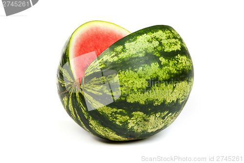 Image of Fresh, ripe, juicy watermelon. Shot on White