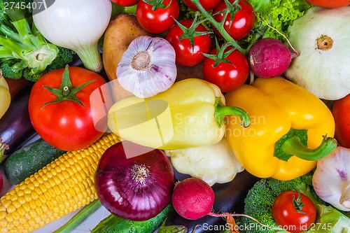 Image of Group of fresh vegetables isolated on a white background