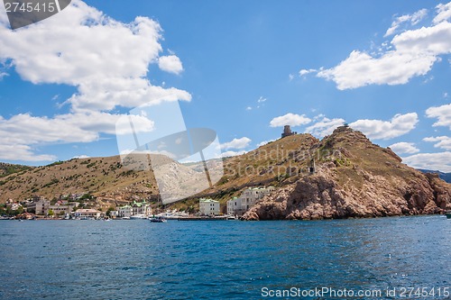 Image of Summer view seacoast. Sudak beach. Black Sea, Ukraine