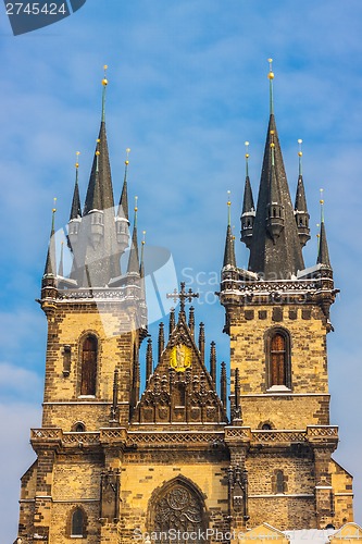 Image of Church of Our Lady before Tyn in evening in Prague,