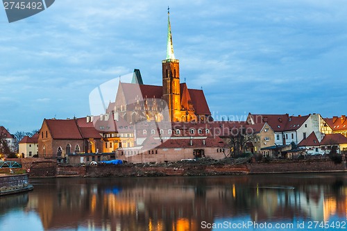 Image of Cathedral Island in the evening Wroclaw, Poland