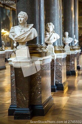 Image of Ancient gallery with sculptures in the Versailles plance, Paris,