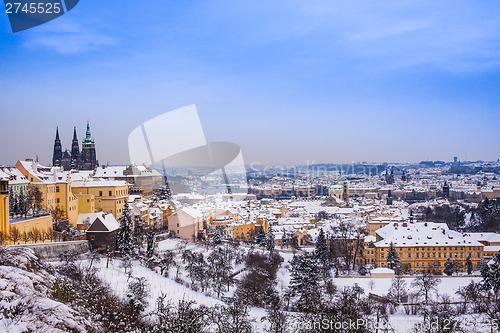Image of Prague in winter, panorama and cityscape