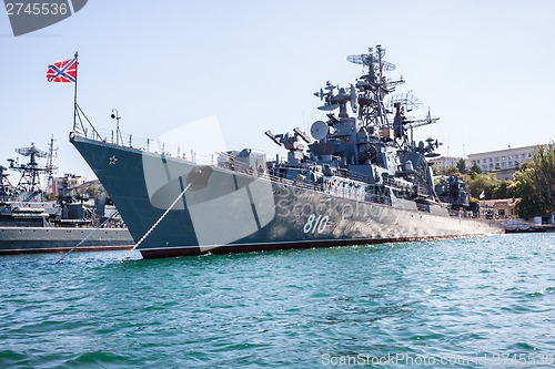 Image of Russian warship in the Bay, Sevastopol, Crimea