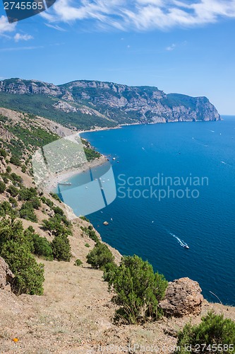 Image of Summer view seacoast. Sudak beach. Black Sea, Ukraine