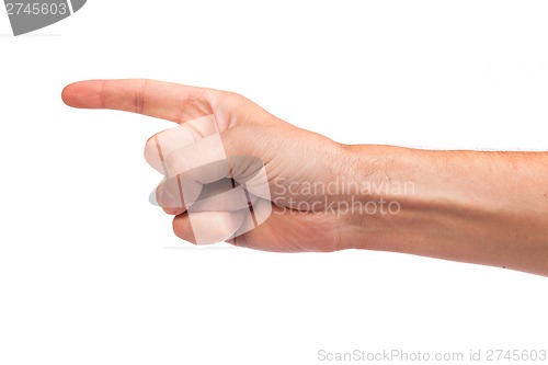 Image of Man index finger on a white background