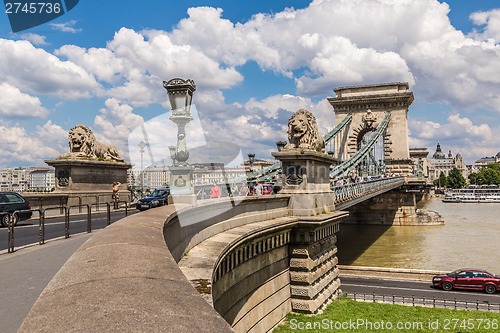 Image of The Szechenyi Chain Bridge is a beautiful, decorative suspension