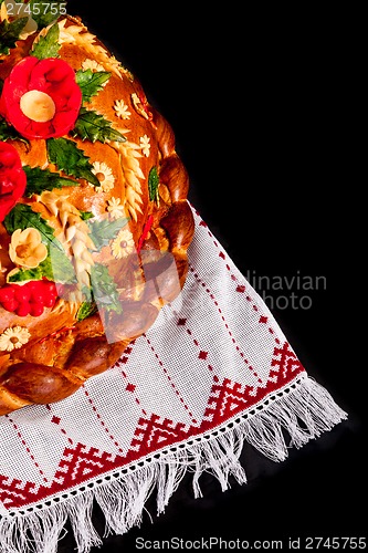 Image of Ukrainian festive bakery Holiday Bread on black