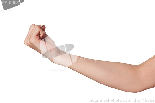 Image of Female hand with a clenched fist isolated