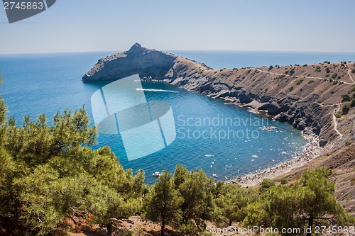 Image of Summer view seacoast. Sudak beach. Black Sea, Ukraine