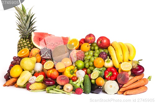 Image of Huge group of fresh vegetables and fruits