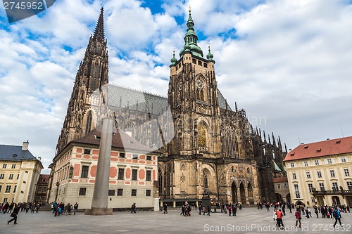 Image of The west facade of St. Vitus Cathedral in Prague (Czech Republic