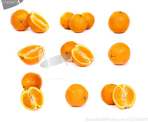 Image of set of Fresh oranges and a half part of oranges