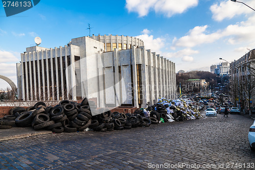 Image of Ukrainian revolution, Euromaidan after an attack by government f