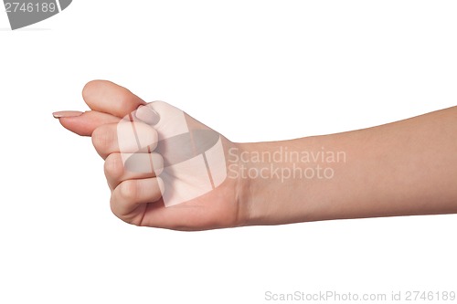 Image of Hand is showing a fig sign isolated on white