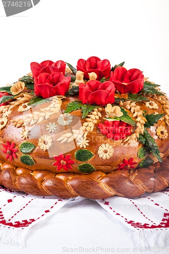 Image of Ukrainian festive bakery Holiday Bread on white