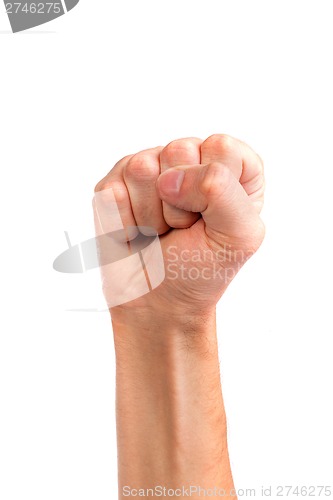 Image of Males hand with a clenched fist isolated