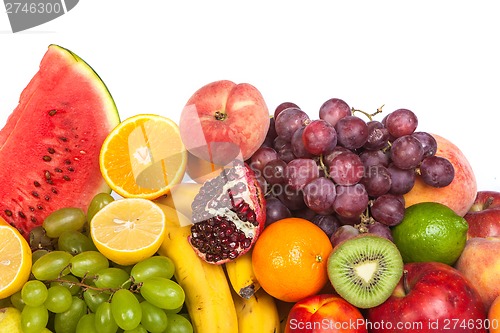 Image of Huge group of fresh fruits isolated on a white background.