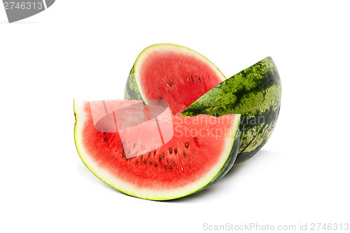 Image of Fresh, ripe, juicy watermelon. Shot on White