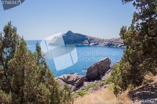 Image of Summer view seacoast. Sudak beach. Black Sea, Ukraine