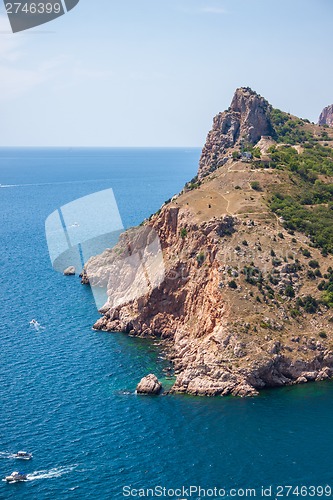 Image of Summer view seacoast. Sudak beach. Black Sea, Ukraine