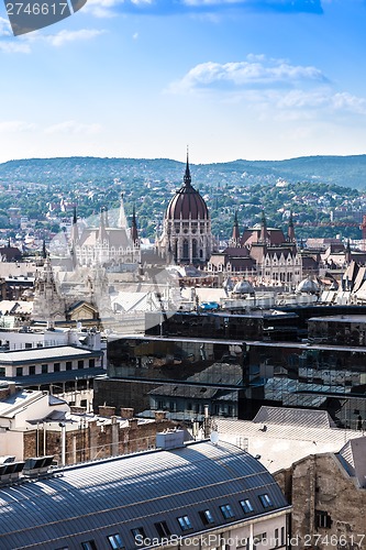 Image of View at Budapest and belfry from the top of St. Stephen Basilica