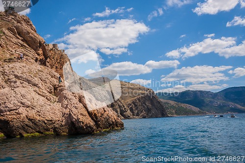 Image of Summer view seacoast. Sudak beach. Black Sea, Ukraine