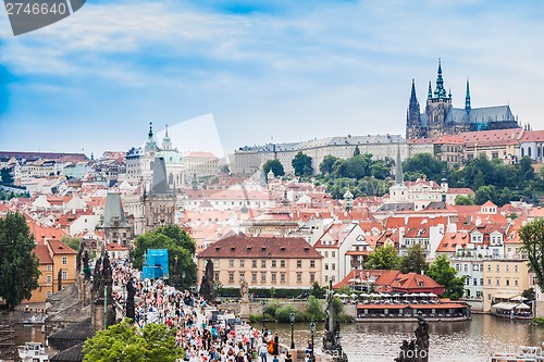 Image of Karlov or charles bridge in Prague in summer