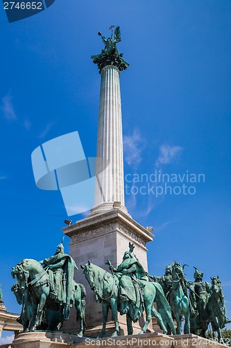 Image of Hungary, Budapest Heroes' Square in the summer on a sunny day