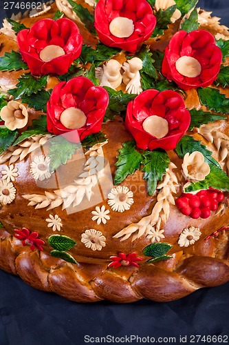 Image of Ukrainian festive bakery Holiday Bread on black